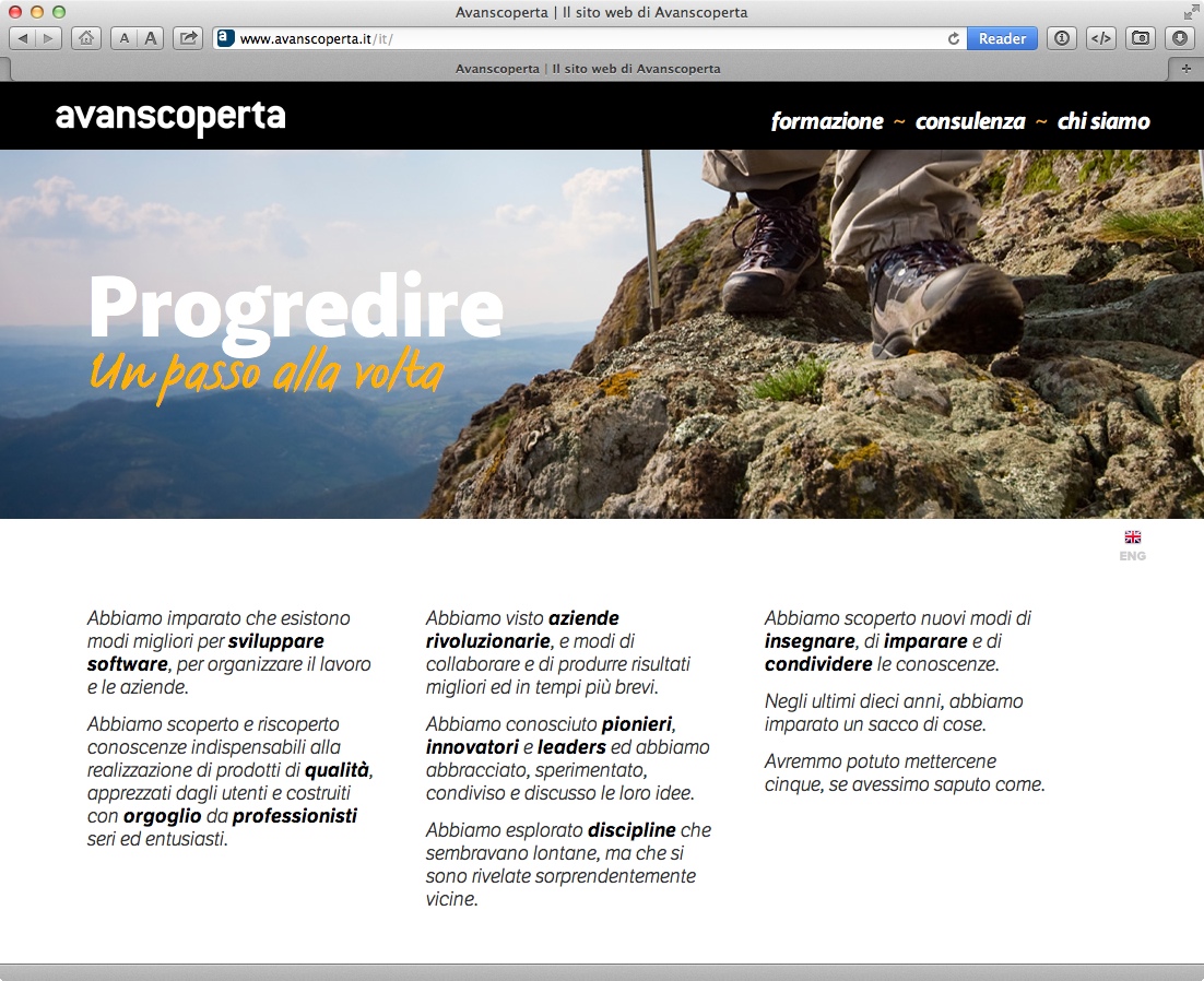 La homepage del sito Avanscopetta