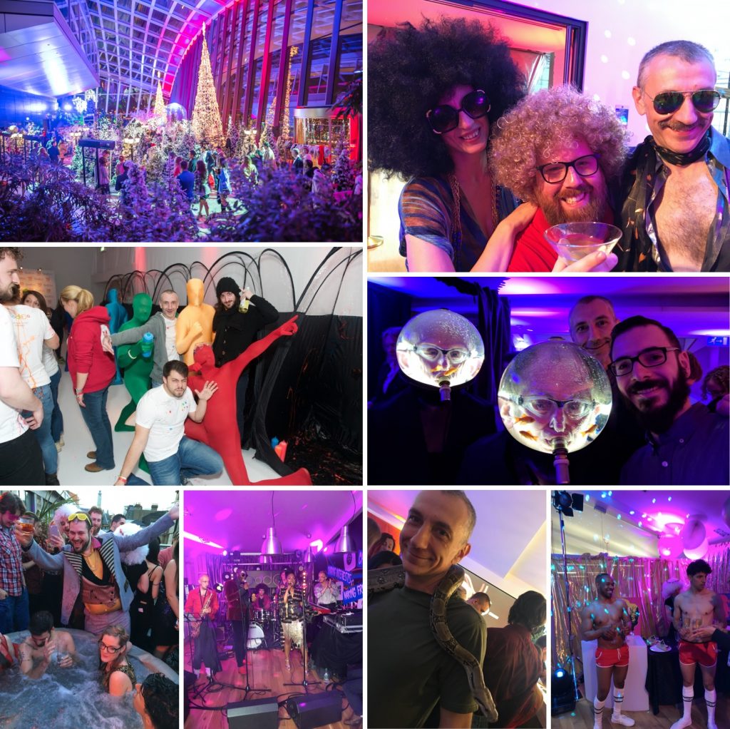 A collage of photos of the Badoo parties.